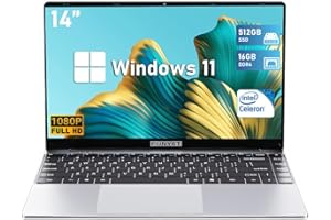 FUNYET PC Portatile 14,1 pollici, Notebook Celeron N5095 Quad-Core 16GB RAM 512GB SSD, Laptop FHD 1920 * 1080 Windows 11 Pro Mini HDMI WiFi Laptop Sottile e leggero Computer PC