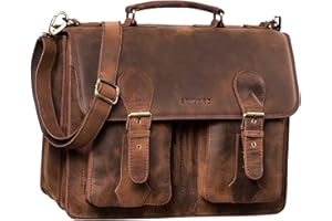 STILORD 'Kronos' Maletín Cuero Vintage Cartera XL Para Profesor Trabajo o Negocios Bolsa Bandolera Portátil de 15,6 Pulgads acoplable Piel Auténtica