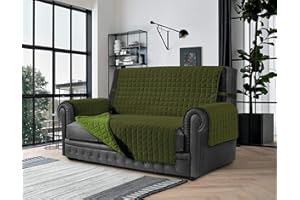 BANZAII TEXTILE INNOVATOR ONLINE Banzaii Copridivano 2 Posti Antimacchia, Salvadivano Trapuntato Bicolore Militare/Verde per Seduta da 115 a 140 cm