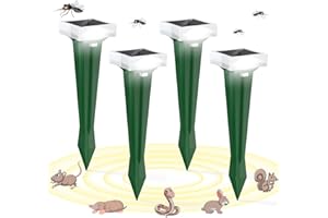 BUBBACARE Ahuyentador ultrasónico de Palomas,Repelente para Gatos, Ahuyentador para Gatos Ultrasonido Repelente para Palomas,Repelente Ultrasónico de Gatos de Plagas Solar Impermeable Exterior Neon Yellow