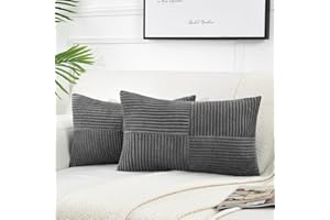 FDTERN 2er Set Dunkelgrau Kordsamt Kissenbezug 30x50CM Weich Moderne Dekorative Kissenbezüge Kissenhülle Dekokissenbezug Sofakissen Dekokissen Boho Deko für Sofa Schlafzimmer Wohnzimmer Balkon