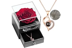 Yamonic Rosa Eterna Regalo Donna,Rosa Stabilizzata con Collana Donna,Regali San Valentino per lei,Idea Regalo per Lei,Confezione Regali Compleanno Anniversario Festa della Mamma Natale