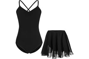 FONLAM Vestido Maillot de Ballet para Niña Conjunto de Dos Piezas Leotardo + Falda Danza Baile Maillot Gimnasia Niña Infantil