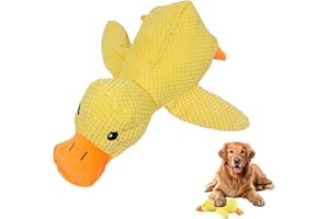 Gxdamxz Canard Peluche Anti Stress pour Chien, Jouet Qui Couine, Jaune, 23x17cm