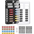 Endark Car Fuse Holder For Blade Fuses, Car Fuse Box With 12 Compartments, Fuse Holder With LED Display, Negative Bus For Car