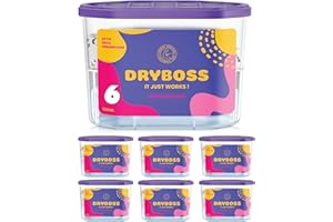 DRYBOSS Pack X 6 Absorbeur D'humidité - Anti Humidité Maison, Armoire Et Chambre - Déshumidificateur Anti Odeur - Anti Odeur Pour Placard, Voiture, Salle De Bain - Produit De Qualité Non Électrique