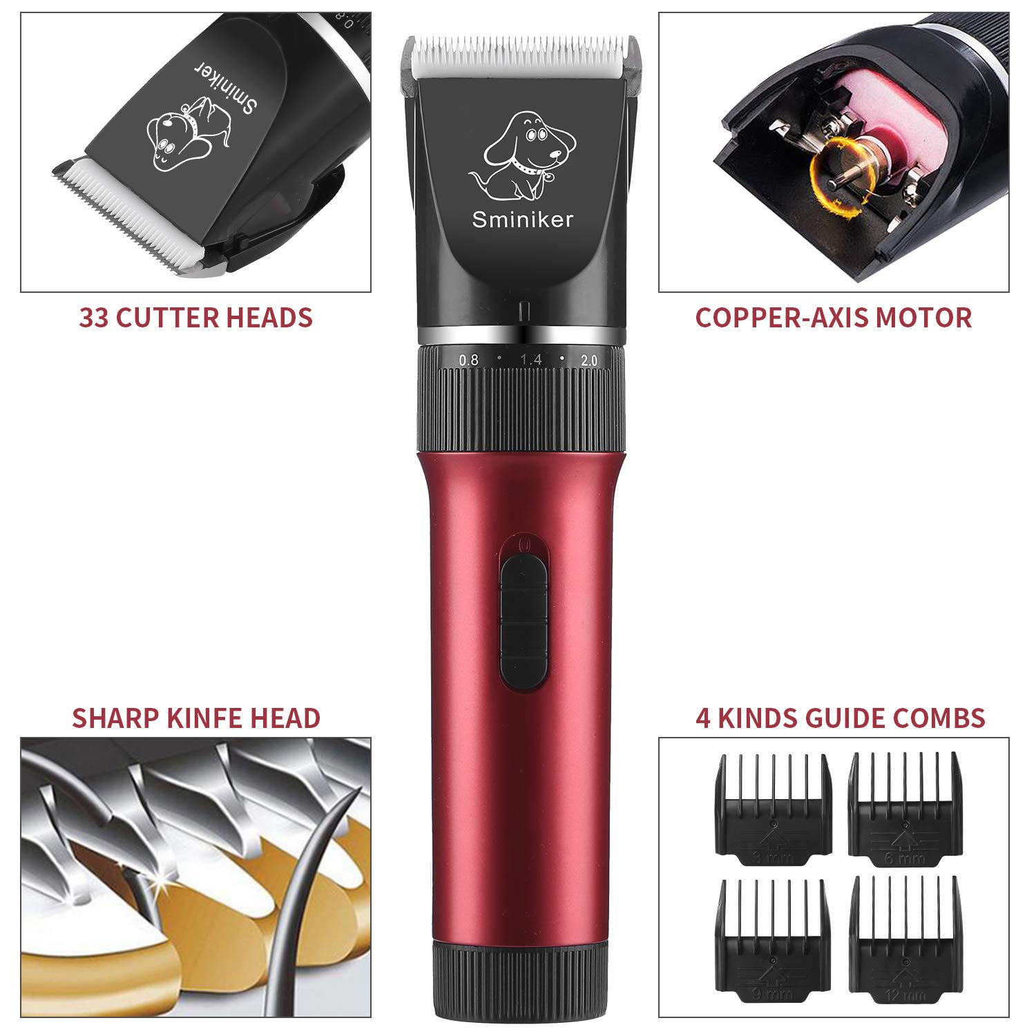 sminiker professional low noise dog clippers