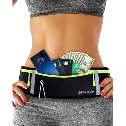 Mitavo Cintura da Corsa, Marsupio da Corsa Impermeabile con 2 Tasche e Strisce Riflettenti, Porta Cellulare Corsa per Donne, Bambini Sport Jogging Fitness Running, Nero