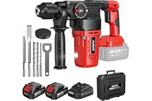 Avhrit 4,2 J Tassellatore a Batteria: 2 in 1 Trapano a Percussione con 2 x 5,0AH Batterie, Motore senza spazzole da 1000W, Martello Demolitore per Professionisti e Appassionati di Fai da Te