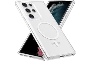 RALEAVO Etui do Samsung Galaxy S22 Ultra 5G, magnetyczne, krystalicznie przezroczyste, kompatybilne z MagSafe, odporne na wstrząsy, wojskowa ochrona, etui na telefon Samsung S22 Ultra, przezroczyste