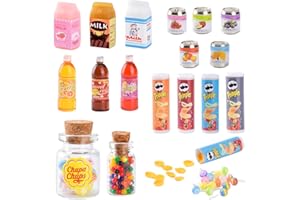 DAOUZL Comida y Bebida en Miniatura, Mini Comida Juguete para Barbie, 21 Piezas Accesorios Casa de Muñecas en Miniatura, Mini Modelos de Alimentos y Bebidas Cocina en Miniatura Set Juegos de rol