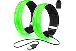 lanpard LED Bracciale di Ricarica USB, 2 Pezzi Braccialetto LED Bracciale Catarifrangente per Running, Bici, Corsa Notturna, Correre