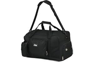 Andes 40 Litre Black Sports Gym Travel Bag Shoulder Holdall Luggage, Includes Shoe Pocket, Drinks Pocket and Adjustable Shoulder Strap