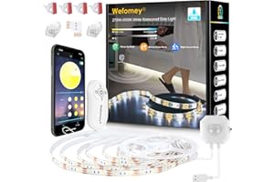 Wefomey Ruban LED Blanc Chaud avec Detecteur de Mouvement, 3M Imperméable Dimmable 2700-6500K Bande LED Blanc Froid pour Cuisine, Meuble, Vitrine, Escalier, Chambre Décoration