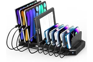 Alxum 60W 10 Ports USB Charging Station for Multiple Devices, Multi USB Charger Station with 5V/2.4A Output for Phone, Tablet and More