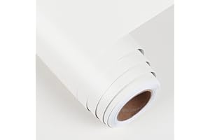 FunStick Pellicola Autoadesiva Carta da Parete per Mobili PVC Pellicola Adesiva Decorativi Bianco Opaco 40CM x 6M Texture Tinta Unita per Parete Armadio Cucina Tavolo Camera da Letto Soggiorno Bagno