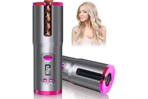 Lanboo Hair Curler, Cordless Hair Curlers for Long Hair, Wireless Automatic Curling Iron Restriction with Built-in 5000mAh Rechargeable Battery, Portable, for Home Travel etc (Gray)