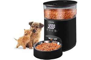 Edipets Automatyczny Karmnik dla psów, dozownik jedzenia kotów, kontrola czasu, do 6 posiłków dziennie, 3,5 l, odpowiedni dla małych i średnich zwierząt domowych (czarny)
