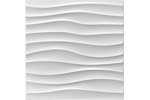 EURODECO Paneles 3D de plástico PVC, para pared o techo, para sala de juegos, diseño ondas, 40 unidades, D105 blanco