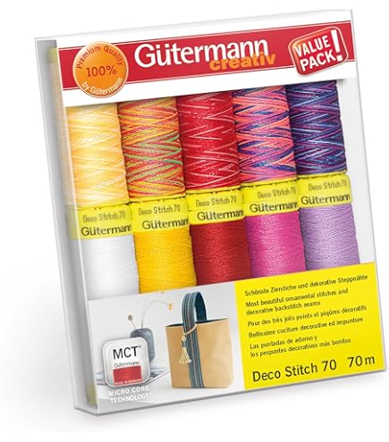 Gutermann Metallic Effect Thread Sparkling Glitter Thread 50m Reels - 12 Colours | UK