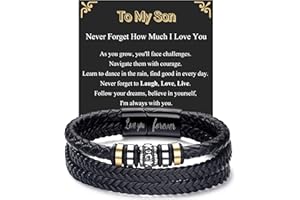 BMMYE Leather Bracelets Gift for Son Husband Dad Brother Durable Leather Men's Bracelets With Clasp Cool Bracelet Gift for Men Valentines Day Father's Day Christmas Presents