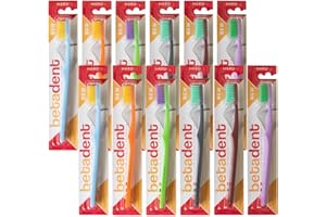 Betadent KIT 12 SPAZZOLINO HARD Setole dure con punte arrotondate per rimuovere la placca batterica in modo efficace. 12 pezzi, colori assortiti