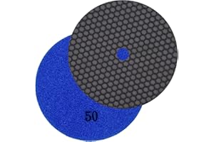 Disco abrasivo diamantato professionale EDW per levigatura a secco, 125 mm, grana 50, chiusura adesiva, per pietra naturale e artificiale, granito, marmo, vetro, ceramica e piastrelle