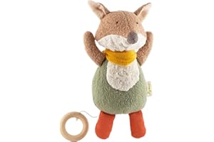Sigikid 39748 Spieluhr Fuchs Green, Kuscheltier mit bekannter Schlaflied-Melodie, Stofftier waschbar, Spielwerk austauschbar, Einschlafhilfe für Babys & Kinder ab Geburt, Grün/Braun, 26x20x10 cm