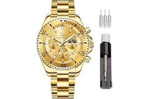 OLEVS Watch for Men Diamond Business Dress Analog Quartz Stainless Steel Waterproof Luminous Date Two Tone Luxury Casual Wrist Watch, Text Customization，Wedding Gift，Birthday Gift, Children's Gift…