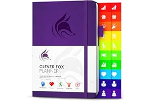 Planificateur Clever Fox - Agenda Personnel pour Booster Productivité, Motivation, Attention, Bonheur de Vie, Succès et Atteindre vos Objectifs – Journal du Quotidien et Hebdomadaire - Violet