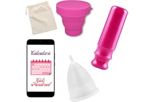 Feminatural Copa Menstrual con Aplicador y Vaso Esterilizador para Microondas, Set de Iniciación con Aplicador y Copa Menstrual Talla Pequeña, Aplicador de Copa Menstrual Ideal para Principiantes