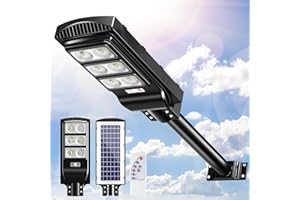 PAPASBOX Solarna lampa uliczna LED o mocy 300 W z pilotem | Solar Power 6500K światło bezpieczeństwa bezpieczeństwa z czujnikiem ruchu | Solar Road Light Outdoor Street Light