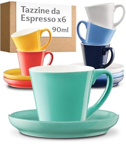 AD TREND Set 6 Tazzine Tazze Caffè in Ceramica Senza Piattini Cloe