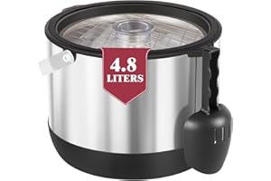 ‎FIVEHOME 4.8L Eiswürfelbehälter mit Deckel und Schaufel, Edelstahl Eiskübel BPA-FREI, Doppelwandiger Isolierter Eisbehälter für Cocktailbar und Party