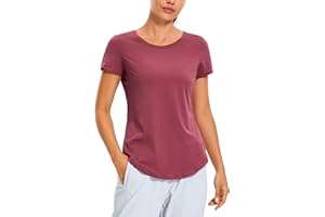 CRZ YOGA Femme Pima Cotton T-Shirt de Sport à Manches Courts en Coton