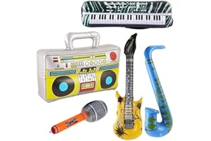 STOBOK 5PCS Inflatable Rock Star Toy Set Musical Radio Microphone Instruments Toy Party Supplies (Random Color)