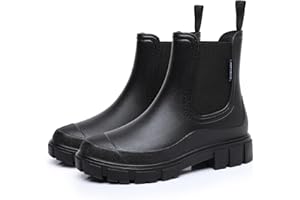 FOGOIN Wellington Boots Women Ankle Wellies Ladies Short Chelsea Booties Waterproof Rain Boots Slip-on