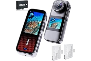 Xilecam Action Camera Dual Screen Sports Camera 32GB Card IP67 Underwater Waterproof Camera with 2 X1350mAh Batteries and Multi-Function Accessory