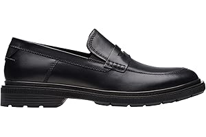 Clarks Burchill Penny, Mocassino Basso Uomo, Pelle Nera, 42.5 EU