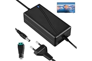 AICHARYNIC Transformateur LED Adaptateur d'alimentation 12V 5A: bande LED AC 100-240 V, prise UE, alimentation 12 V, adaptateur d'alimentation universel 5,5 x 2,5 mm, transformateur d'alimentation Enfichable