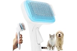 WECUTE Haustier Hundebürste mit Einem Knopf Haustier Bürsten Haar Entferner Haustierbürste für Langhaar und Kurzhaar Selbstreinigende von Bürste Cat and Dog Brush (Hellblau)