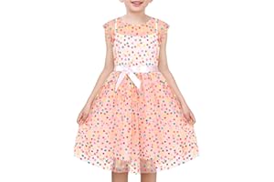 SUNNY FASHION Dziewczęca Sukienka Karmel Gwiazda Sznurówka Krótki rękaw Pofałdowany Kołnierz 6-12 lat