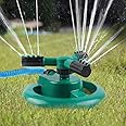 Lukzer 1 Pc Automatic 360 ° Rotating Adjustable Round 3 Arm Lawn Water Sprinkler for Watering Garden Plants/Pipe Hose Irrigation Yard Water Sprayer (Green)