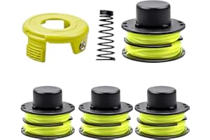 CHIHOLEN 4 Bobina de hilo de repuesto compatible con Ryobi RAC118 RAC119, bobina de hilo para Ryobi RLT3025F,RLT3025S,RLT3525S,RLT2523,RLT3525,RLT3123, Ø1,2mm 8,4m(4 Bobina+1 Tapa+1 Primavera)