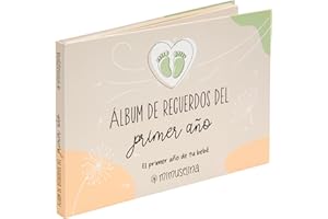 Mimuselina | Libro Bebe Primer Año | Album Bebe con Más de 50 Páginas y Pegatinas | Tapa Dura + Espiral Resistente | Libro Bebe Ideal como Regalo Recien Nacido y Regalo para Baby Shower | Moderno