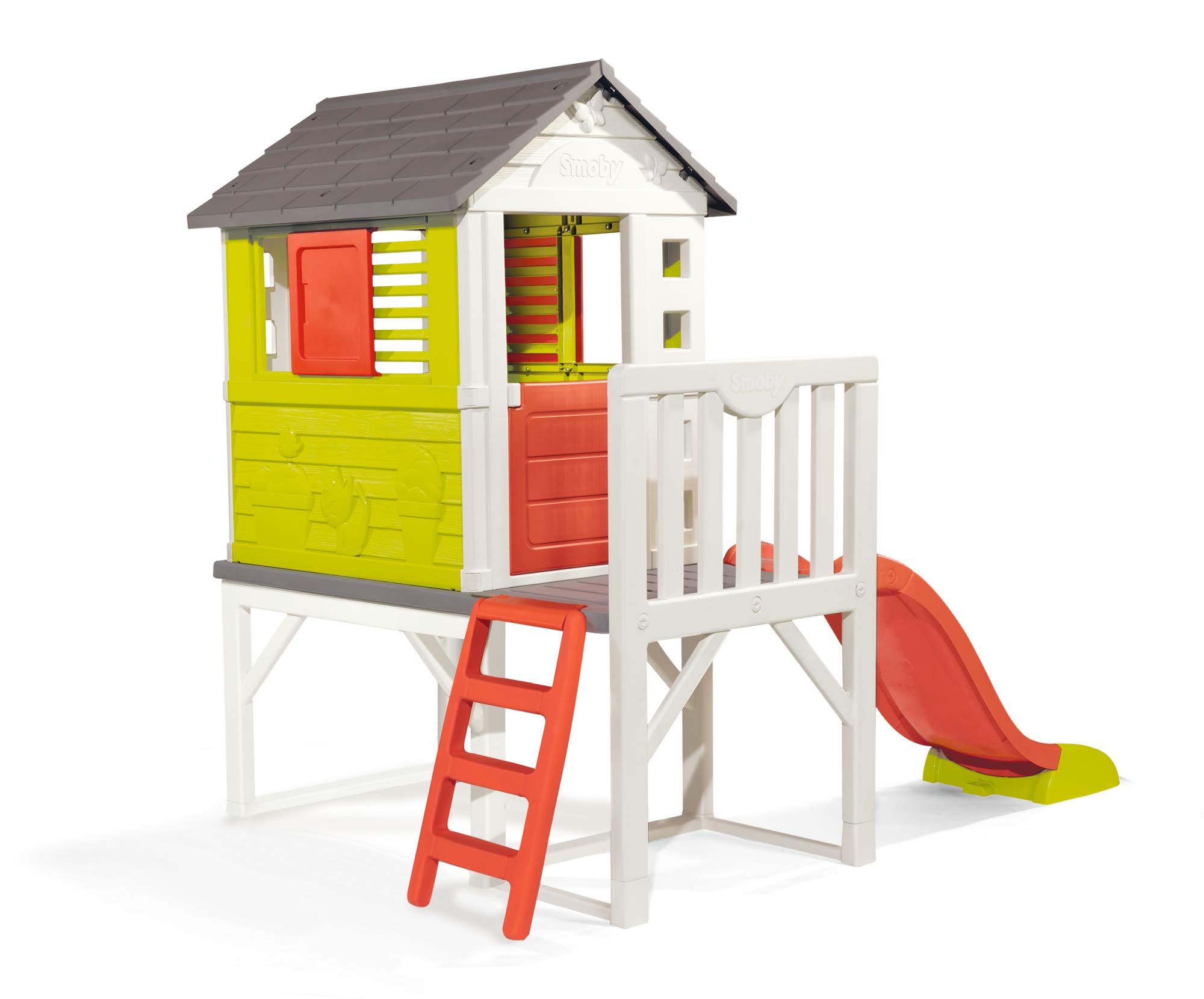 Smoby-810800-Jeu-Plein-Air-Maison-Pilotis-avec-Toboggan