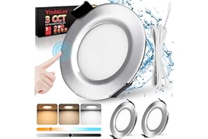 ‎YINDALUX YindaLux LED Einbaustrahler 12V Touch-Control Warmweiß Neutralweiß Kaltweiß LED Spot Dimmbar 3W IP44 Einbauspots 60mm lochmass Einbauleuchten für Wohnwagen Küche Aluminium Nickel 3er Set