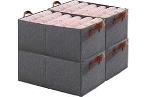 Ruucy Boite Rangement tissu, Lot de 4, Panier Rangement Pliable, 45x28x20 cm, Bac de Rangement Vetement avec Poignée, Cube de Rangement Pour Wardrobe Dressing Armoire Jouet