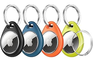 UNBREAKcable Airtag Porte Clé [Lot de 4] Coque de Protection pour Airtags 2021 avec Cercle [avec Couvercle TPU Ttransparent] [Anti-Perte &Anti-Chute & Anti-Rayures] pour Clés/Sacs/Chat/Chien