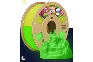 OVERTURE Luminoso EASY PLA Filamento 1,75 mm, Filamento Para Impresora 3D Brilla en la oscuridad, Carrete de 1 kg (2,2 libras), Precisión Dimensional +/- 0.02 mm (Brillo Amarillo)